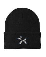 black beanie_with white design